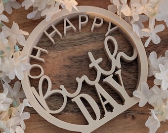 STL 3D print file sign birthday statement stand Oh happy birthday 3D print file