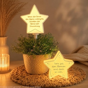 STL 3D print file for mourning star, 2 designs for personalization, solar light or string lights, 3D file for standing or sticking, 6/8/10 mm rods