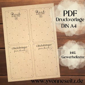PRINT DRUCKVORLAGE PDF Verpackung Kleinigkeiten Geschenkkarte 2Designs Glück to go Glück in der Tüte Printable zum ausdrucken