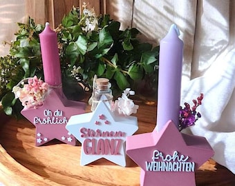 STL 3D printing file set of 5 stars with opening for test tube LED candle or flowers 3D file 3D printing template Christmas Winter Advent