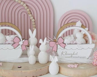 SVG laser file 3 mm 4 mm Easter basket in 6 designs Easter Easter bunny Easter basket gift sets Greetings from the Easter bunny incl. gift tag SVG file