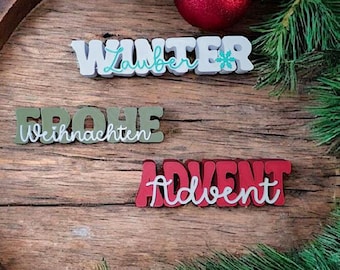 Fichier d'impression 3D STL Ensemble de Noël de 3 lettrages Joyeux Noël Magie d'hiver Avent Fichier 3D de l'Avent Modèle d'impression 3D Idée cadeau de décoration