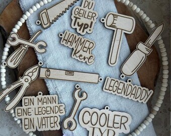 SVG laser file gift tags for men, dad, Father's Day, tool labels, tags.