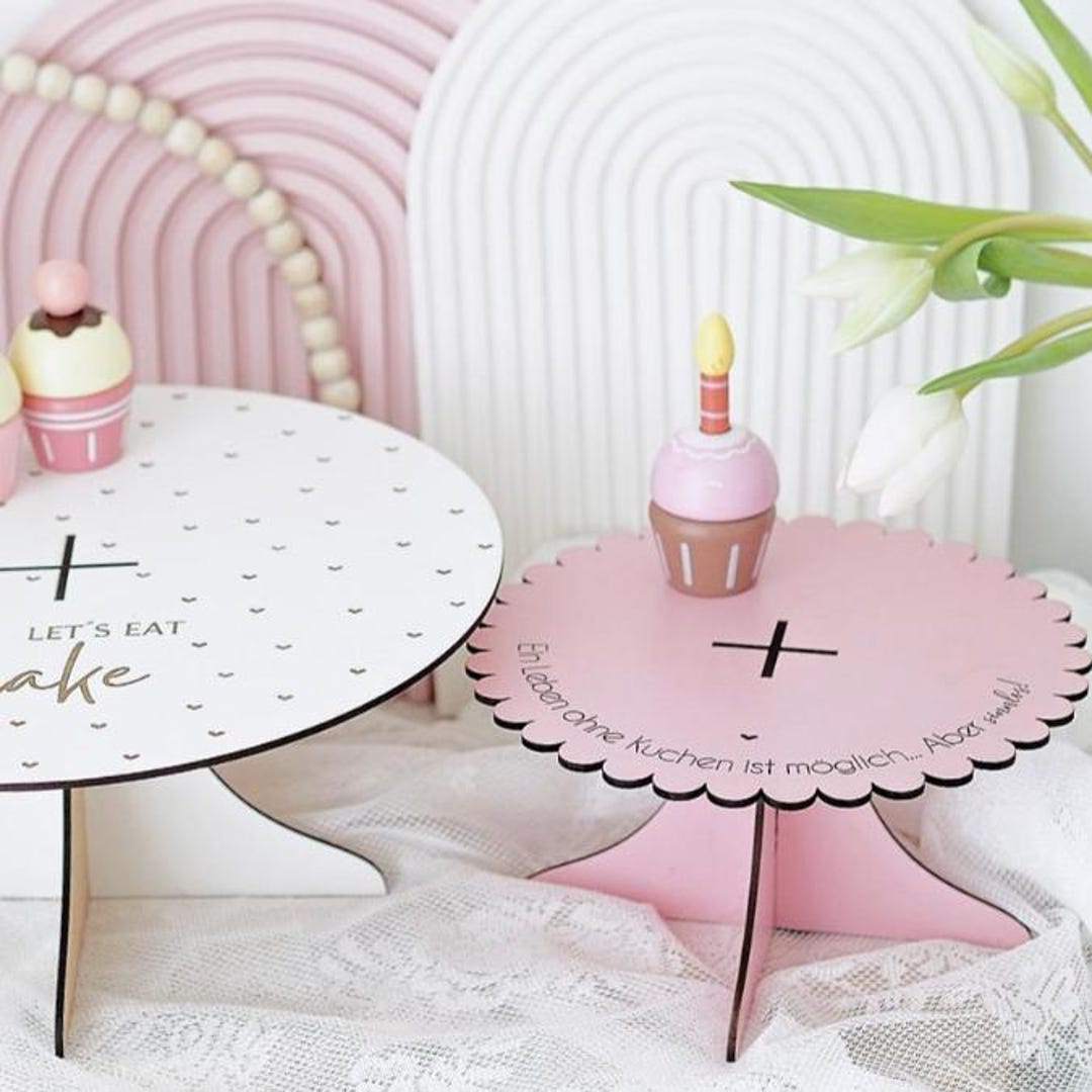 SVG Laser File Cake Plate Tiered Stand for Muffins, Cupcakes, Pastries ...