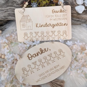 SVG Laserdatei 2er Set Schilder Holzscheiben Geschenkidee Abschied Kindergarten Kindergartenabschied Danke Kita Kiga SVG Datei
