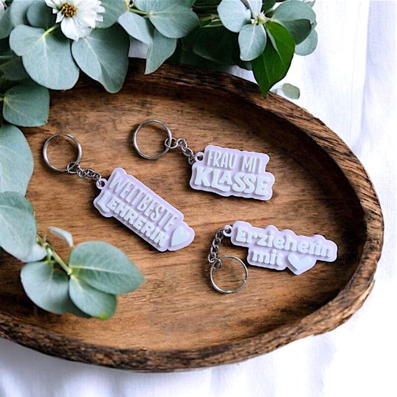 Mit Keychain STL 3D Print File for Keychains (set of 6) Featuring a Teacher With a ...