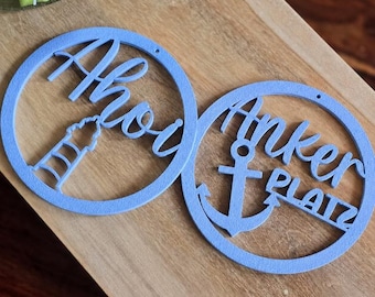 STL 3D-printbestand voor kransen van 2, "Ahoy" en "Anchorage", maritieme hanger, zeeanker, vuurtoren, cadeau-idee, 3D-printbestand