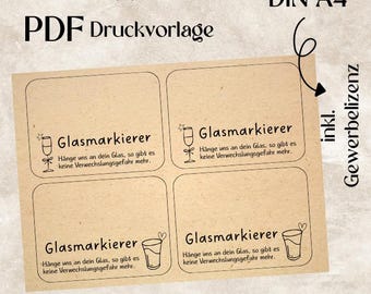 Bag flap closure PRINT template PDF Packaging for small items - Glass marker Glass tag Printable PDF file for printing