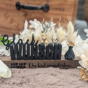 STL 3D printing file gift idea lettering birthday HAPPY WISH with holes for flowers 3D printing file