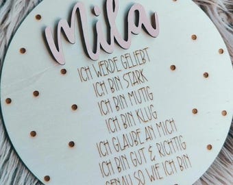 SVG laser file wooden disc affirmations encouragement motivation for children nursery decoration SVG file dreams affirmation to personalize
