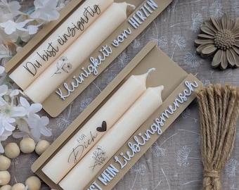STL 3D print file for candle holders, candle set of 2, a little something from the heart & "You are my favorite person" candle packaging, 3D print file