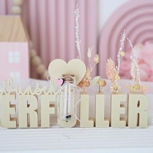 STL 3D printing file lettering wish fulfiller with holes for flowers and space for money gift 3D file