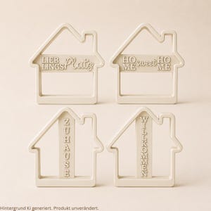 STL 3D print file garden stakes, set of 4, welcome houses, home, sweet home statement, flower bed stakes, plant stakes for 8 mm & 10 mm rods