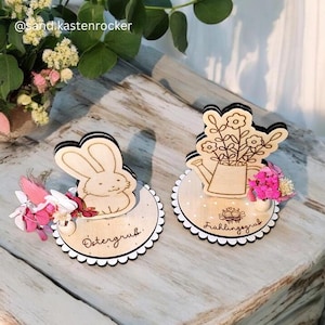 File laser SVG Dischi regalo primaverili di PASQUA per piccole cose 9 disegni per file SVG di fiori di coniglietti fusi