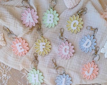 STL 3D printing file for Bambu Studio keychain including blank flowers flower A-Z alphabet name friendship 3D printing file flower