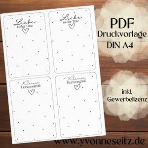 PRINT DRUCKVORLAGE PDF Verpackung Kleinigkeiten Geschenkkarte 2 Designs Liebe in der Tüte und Herzensgruß pink rosa Printable zum ausdrucken