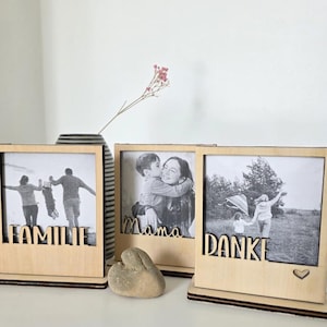 Archivo láser SVG Polaroids con soporte para madera de 3 mm y 4 mm Día de la Madre Día del Padre Mamá Papá Familia Archivo SVG
