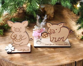 SVG laser file lucky pigs 3 mm 4 mm stand table decoration New Year's Eve luck lucky charm souvenir New Year's Eve New Year's Day file laser