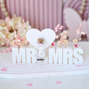 STL 3D printing file wedding lettering Mr & Mrs with holes for flowers and space for money gift 3D file