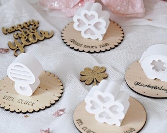 SVG laser file gift discs lucky New Year's Eve clover leaf for casting small items New Year's Eve souvenir gift idea file