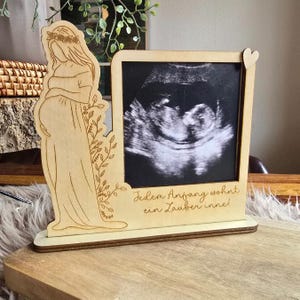 Soporte para archivo láser SVG para imagen de ultrasonido de embarazo de 3 mm y 4 mm de madera Día de la Madre mamá familia nacimiento bebé archivo SVG