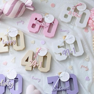 Archivo de impresión 3D STL para cumpleaños, números de cumpleaños para tubos de ensayo, regalos de dinero, flores: 16, 18, 20, 30, 40, 50, 60, 70, 80. Archivo de impresión 3D de feliz cumpleaños.