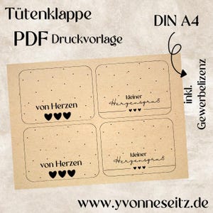 Tütenklappe Verschluss PRINT Druckvorlage PDF Verpackung für Kleinigkeiten - Herzenssgruß von Herzen Printable PDF Datei zum selber drucken