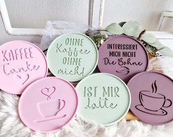 Fichier d'impression 3D STL, lot de 6 sous-verres, assiettes décoratives à café, plateau à café, amateur de café, tasse à café, idée cadeau 3D, fichier 3D