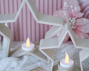 STL 3D print file, set of 2 stars, LED tealight holders, Christmas decorations, 3D file, 3D print template, Christmas, winter, Advent