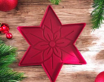STL 3D print file decorative plate Christmas star cookie plate winter scalable Christmas Advent 3D file 3D print template decorative star