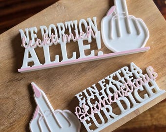 Archivo de impresión 3D STL para soporte para dedo medio con declaración de letras de 3 piezas Archivo de impresión 3D solo digo