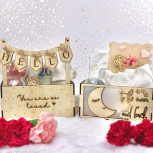 3 mm en 4 mm baby geschenkdoos cadeau voor geboorte gedeeltelijk verlicht voor kleine items SVG laserbestand laserbestand lasergesneden