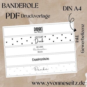 IMPRIMIR Plantilla de impresión PDF banderola con 5 diseños - Gracias - A4 Archivo PDF imprimible para imprimir usted mismo