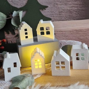 STL 3D print file Christmas 7-piece set LED balloon light houses mini houses light houses 3D file 3D printing template