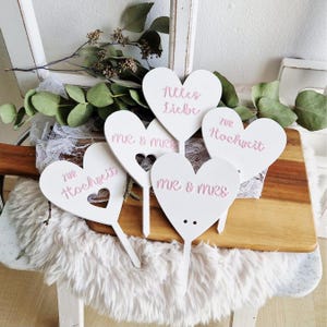 STL 3D-printbestand, 5 ontwerpen: hartvormige huwelijksdecoraties, geldgeschenk, Mr & Mrs plantdecoraties, taarttoppers. 3D-bestand, huwelijksgeschenk, 3D-print.