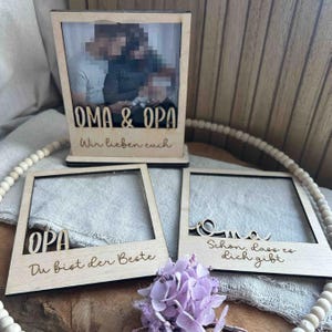 Archivo láser SVG Polaroids con soporte para madera de 3 mm y 4 mm Abuela Abuelo Bisabuela Bisabuelo Día de la Madre Día del Padre Mamá Papá Familia Archivo SVG