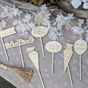 SVG laserbestand schoolkind inschrijving set van 12 cake toppers plantenmarkers cadeau-idee jongen meisje SVG-bestand