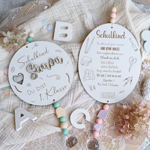 SVG laserbestand set van 2 houten schijven cadeau-schijf schoolkind inschrijving cadeau-idee schoolkind personaliseerbaar SVG-bestand