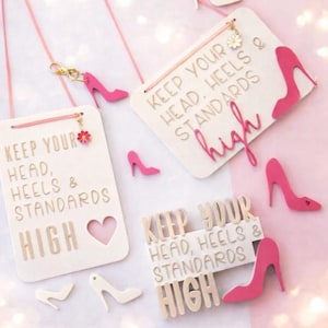 STL 3D print file, 7 designs: High heel lettering statement sign "Keep your head, heels and standards high" Coco Chanel 3D print file