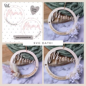 File laser SVG Ghirlanda Ghirlande Mamma Festa della mamma con ritagli 2 pezzi Idea regalo File SVG