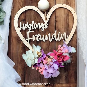 File laser SVG cuore ghirlanda amico preferito migliore amico da legare per file SVG idea regalo fiori secchi