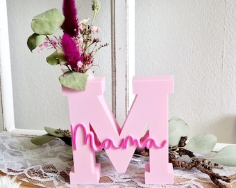 STL 3D print file Mother's Day letter statement stand "M Mama" set of 2 with opening for test tube 3D file
