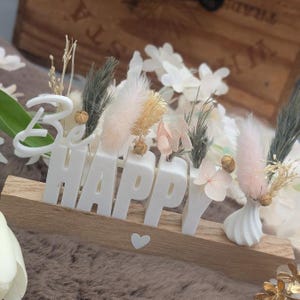STL 3D printing file gift idea lettering Be happy with holes for flowers 3D printing file