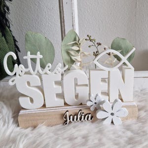STL 3D-utskriftsfil med texten "Guds välsignelse" 2 stycken med och utan hål för blommor Dop Konfirmation Nattvard Konfirmation 3D-fil