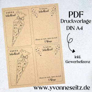 PRINT DRUCKVORLAGE PDF Verpackung Schulkind Einschulung Schule Geschenkkarte 2 Designs Kleinigkeit Printable zum ausdrucken