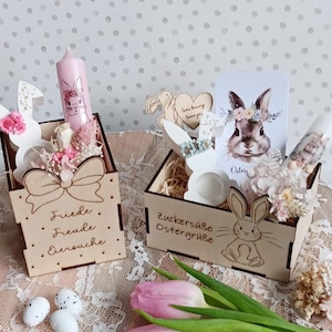 File laser SVG 3 mm Confezione regalo da 4 mm in 3 dimensioni Pasqua Coniglietto di Pasqua Set regalo scatola cestino di Pasqua Saluti dal coniglietto di Pasqua File SVG