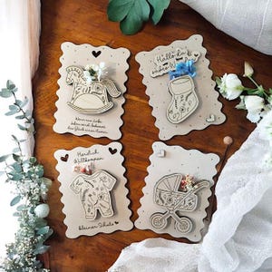 Cartes de fichier laser SVG pour la naissance idée de cadeau de bébé pour la naissance pour des fleurs ou de l'argent cartes postales cartes de vœux fichier SVG