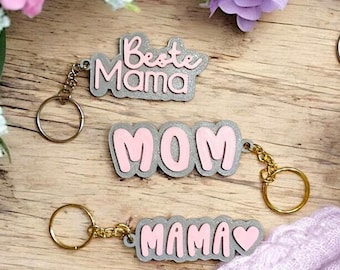 STL 3D print file for keychains (set of 3) - Mother's Day, Best Mom, MOM WOW 3D print file