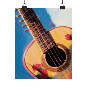 Vibrant Guitar Art Poster | Colorful Music Wall Decor, Gift for Musicians, Home Aesthetic, Art Collectors, Fun Wall Art