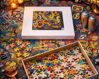 Legpuzzel abstracte kunst | 1014 stuks, modern kleurrijk ontwerp